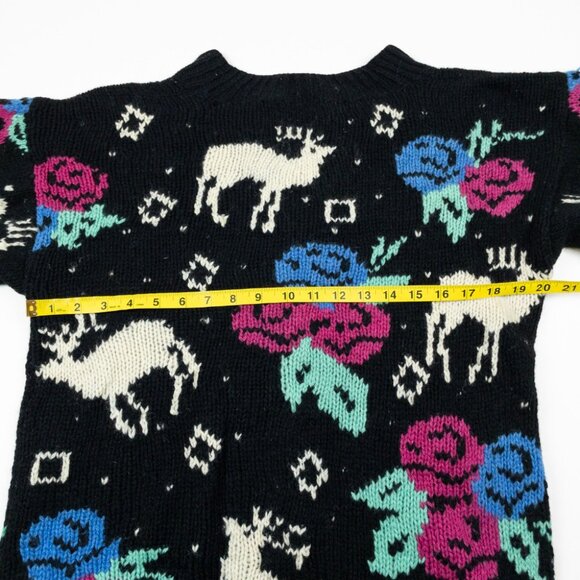 J. Christopher Vintage Cardigan Women's Medium Shetland Wool Hand Knit Reindeer - Picture 12 of 13